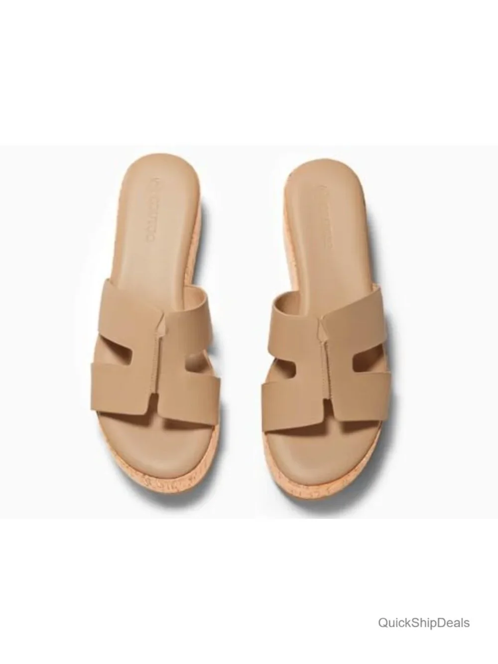 Women Platform Wedge Sandals Open Toe Slip On Cork Heeled Cutout Comfort Summer